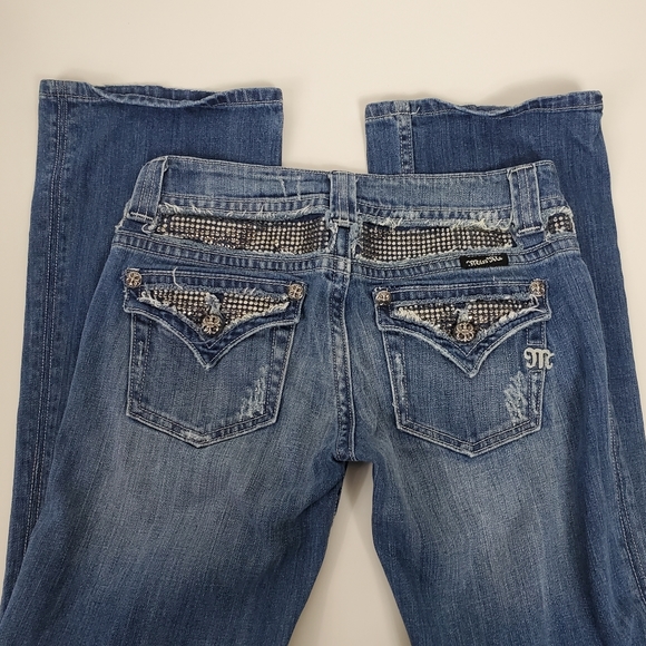 Miss Me rhinestone studded flare JP4221R jeans size 28 - Picture 13 of 15